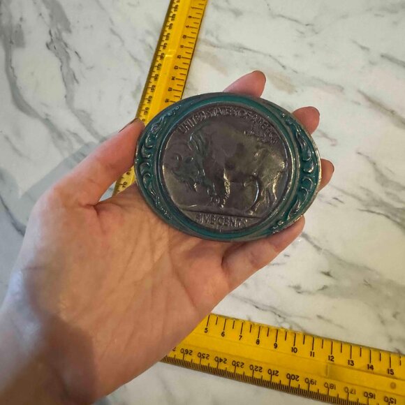 vintage 1988 Siskiyou Buckle Co. Buffalo Nickel Belt Turquoise - Picture 9 of 11